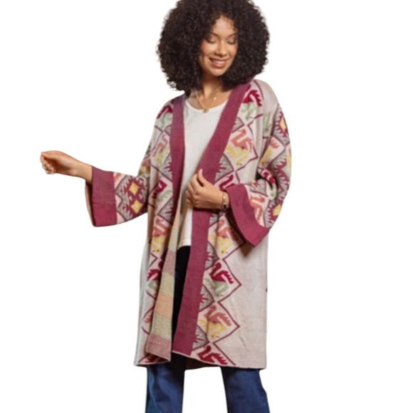 NOVICA Peruvian Colorful wAndean Aztec Print Cardigan Sweater - Medium - Picture 1 of 12